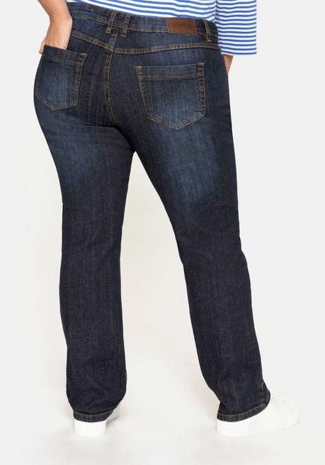 Sheego Gerade Jeans Mit Used-Effekten - Dark Blue Denim Sheego