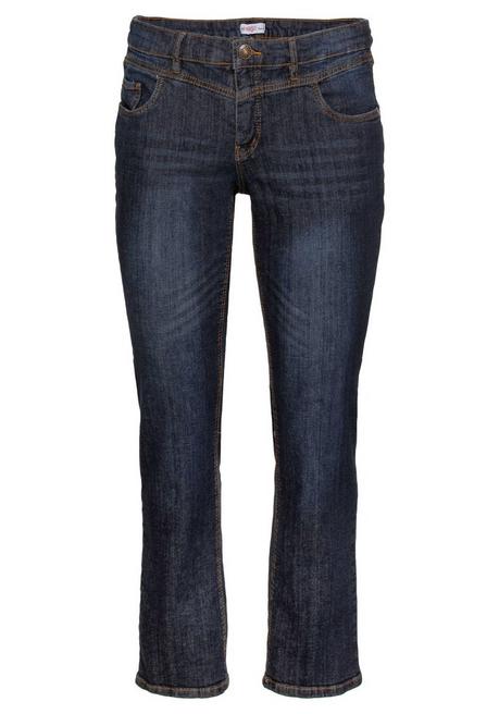 Sheego Gerade Jeans Mit Used-Effekten - Dark Blue Denim Sheego
