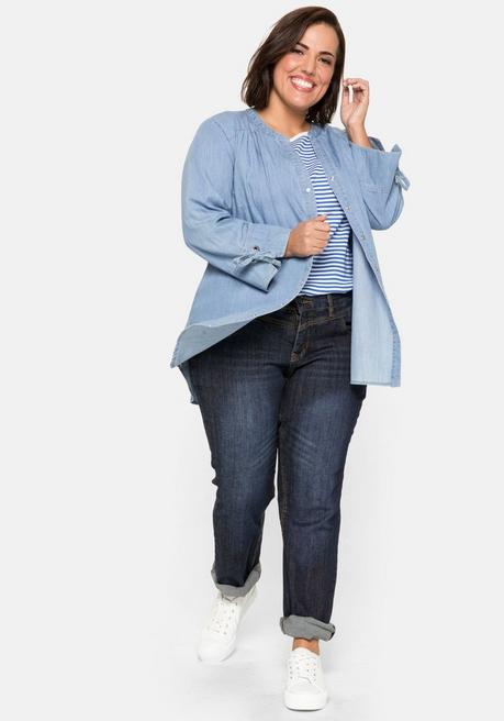 sheego Gerade Jeans mit Used-Effekten - dark blue Denim sheego