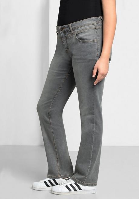 Sheego Gerade Jeans Mit Used-Effekten - Grey Denim Sheego