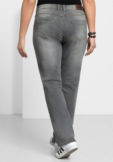 Sheego Gerade Jeans Mit Used-Effekten - Grey Denim Sheego