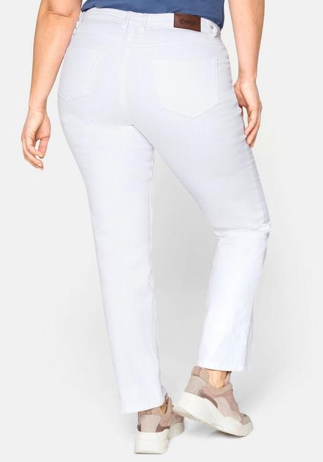 Sheego Gerade Jeans Mit Used-Effekten - White Denim Sheego