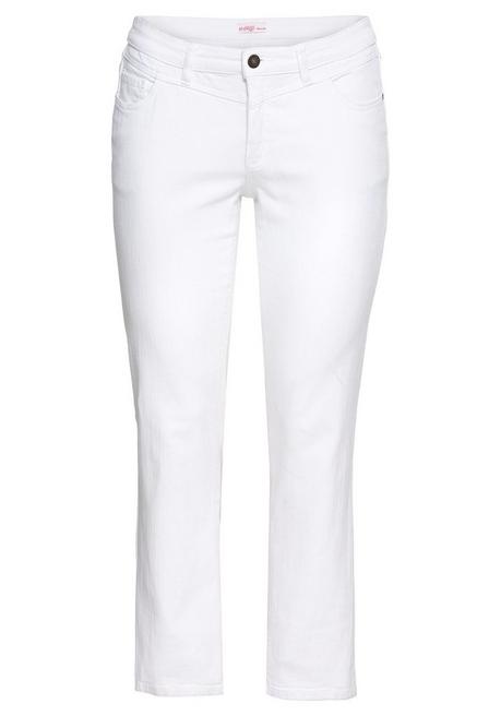 Sheego Gerade Jeans Mit Used-Effekten - White Denim Sheego
