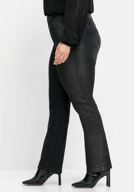 Sheego Gerade Jeans Mit Wascheffekten - Black Denim Sheego