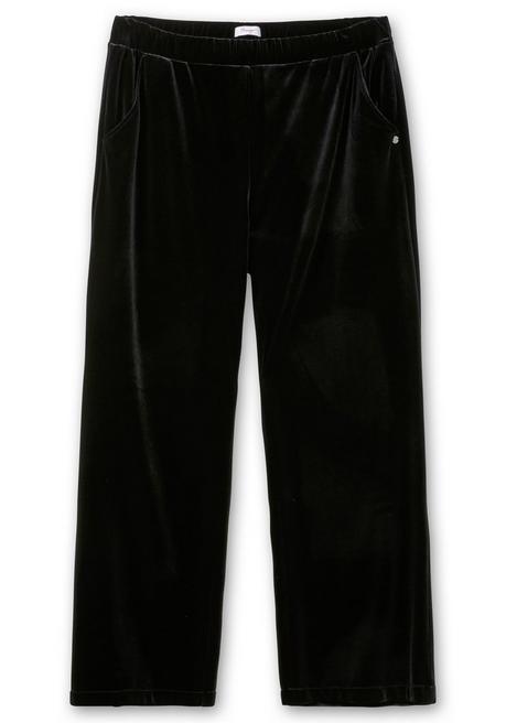 Sheego Gerade Samthose Mit Teilgummibund - Schwarz Sheego