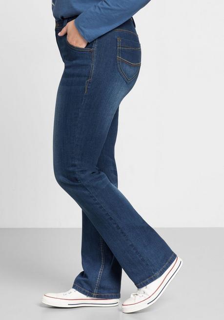 Sheego Gerade Stretch-Jeans Mit Used-Effekten - Blue Denim Sheego