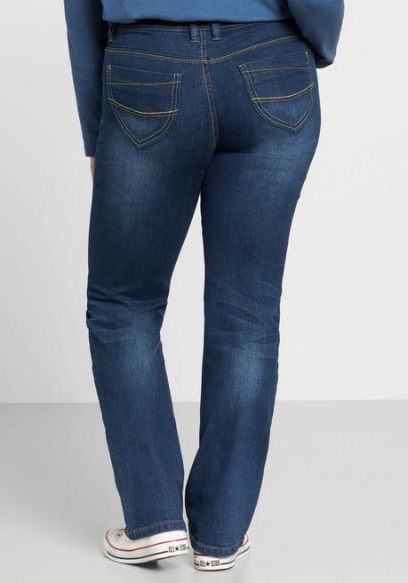 Sheego Gerade Stretch-Jeans Mit Used-Effekten - Blue Denim Sheego
