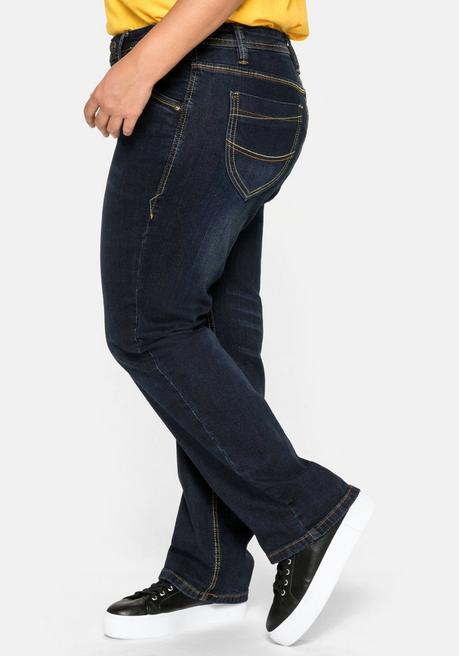 Sheego Gerade Stretch-Jeans Mit Used-Effekten - Dark Blue Denim Sheego