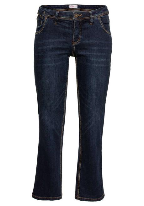 Sheego Gerade Stretch-Jeans Mit Used-Effekten - Dark Blue Denim Sheego