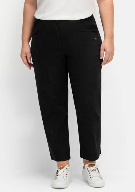 Sheego Gerade Twillhose In Curvy-Schnitt PIA, Mit Biesen Vorn - Schwarz Sheego