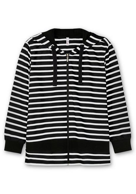 Sheego Geringelte Sweatjacke Mit Kapuze - Schwarz Gestreift Sheego