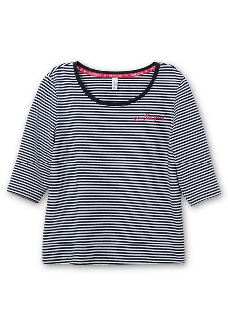 Sheego Geringeltes Sweatshirt Mit 3/4-Arm - Nachtblau Gestreift Sheego