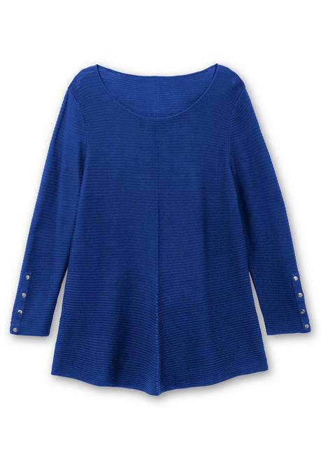 Sheego Gerippter Pullover Mit Spitz Zulaufendem Saum - Royalblau Sheego