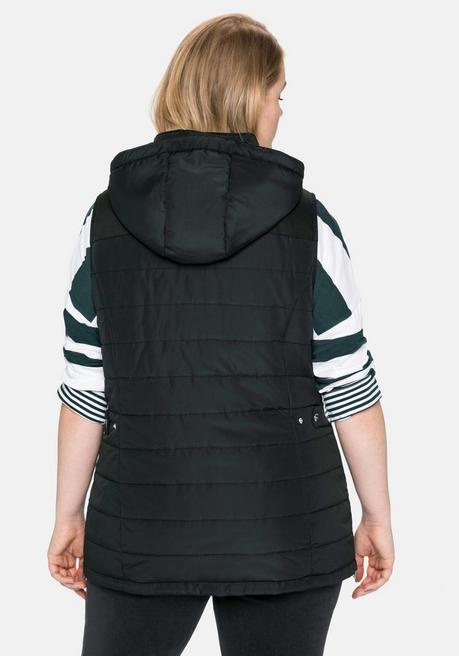 Sheego Gesteppte Longweste Mit Kapuze - Schwarz Sheego