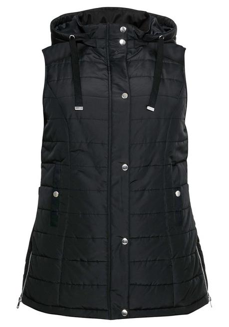 Sheego Gesteppte Longweste Mit Kapuze - Schwarz Sheego