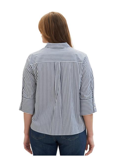 TOM TAILOR Plus Gestreifte Bluse Mit Breiten Manschetten - Marine Gestreift Sheego