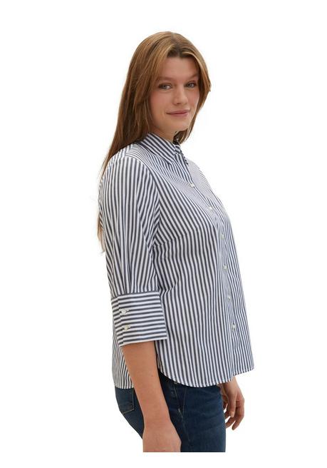 TOM TAILOR Plus Gestreifte Bluse mit breiten Manschetten - marine gestreift sheego