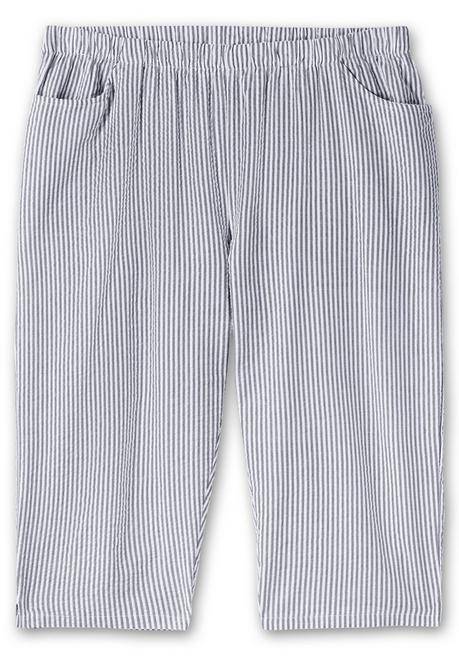 Sheego Gestreifte Caprihose In Seersucker-Qualität - Marine Gestreift Sheego