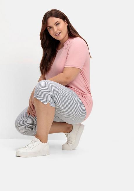 Sheego Gestreifte Caprihose In Seersucker-Qualität - Marine Gestreift Sheego