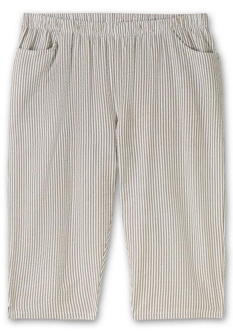 Sheego Gestreifte Caprihose In Seersucker-Qualität - Taupe Gestreift Sheego