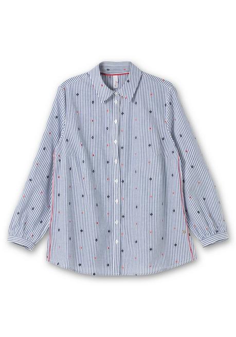 Sheego Gestreifte Hemdbluse Mit Stickereien - Blau Gemustert Sheego