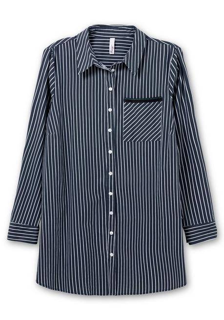 Sheego Gestreifte Longbluse In Ausgestellter Form - Nachtblau Gestreift Sheego