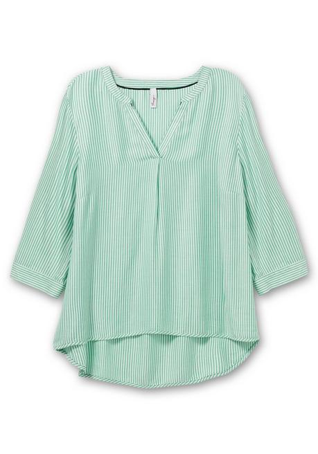 Sheego Gestreifte Tunika Mit 3/4-Ärmeln, In Twill-Qualität - Blattgrün Gestreift Sheego