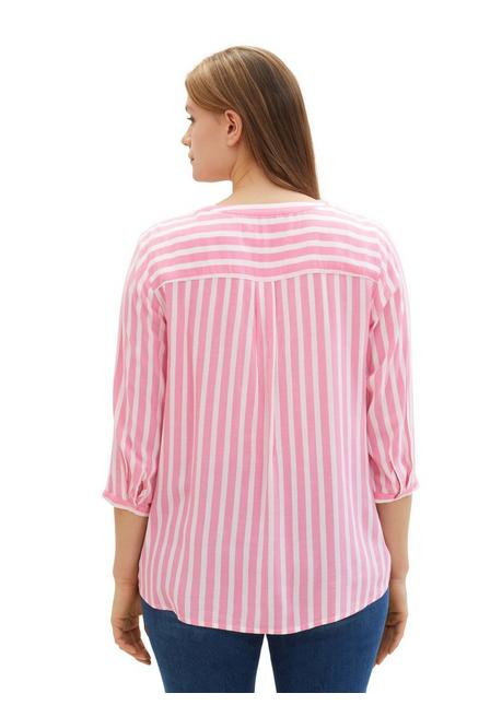 TOM TAILOR Plus Gestreifte Tunika Mit V-Ausschnitt Und 3/4-Arm - Beere Gestreift Sheego