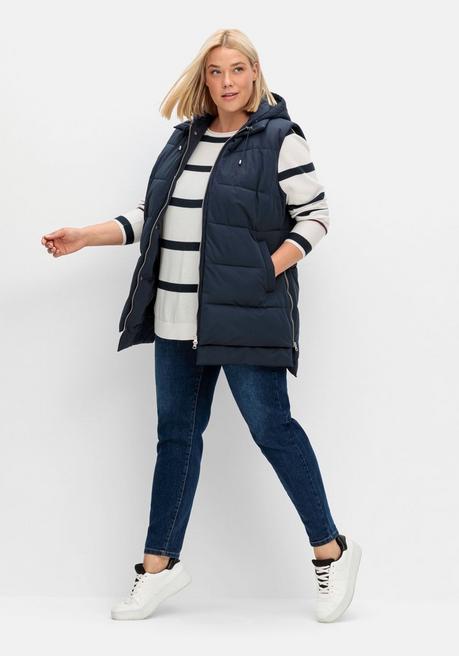 Sheego Gestreifter Pullover Mit Stern-Stickerei, Aus Baumwolle - Offwhite Gestreift Sheego