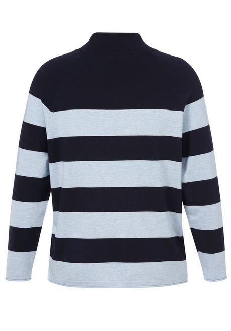 VIA APPIA DUE Gestreifter Pullover Mit Tunnelzug Am Stehkragen - Indigo Gestreift Sheego