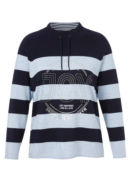 VIA APPIA DUE Gestreifter Pullover mit Tunnelzug am Stehkragen - indigo gestreift sheego