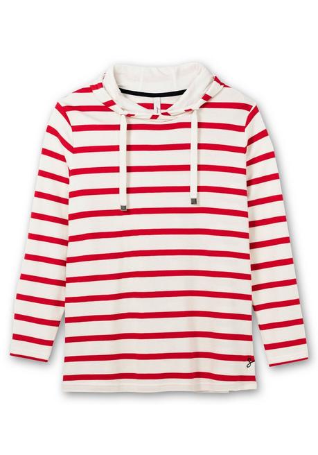 Sheego Gestreiftes Langarmshirt Mit Kapuze - Offwhite Gestreift Sheego