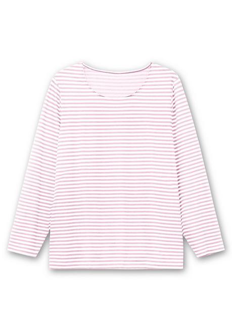 Sheego Gestreiftes Langarmshirt Mit Rundhalsausschnitt - Rosé Gestreift Sheego