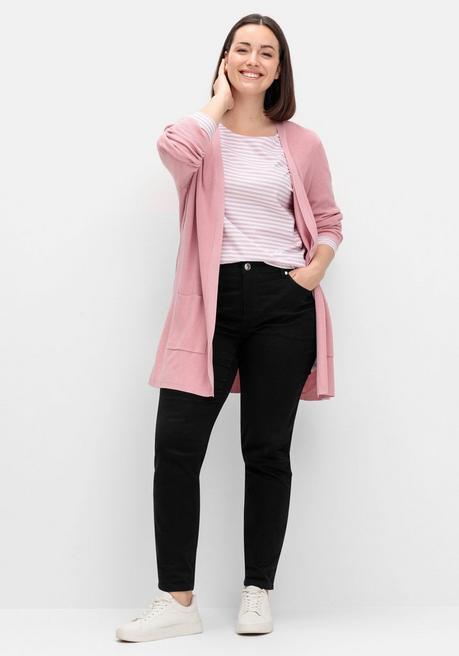 Sheego Gestreiftes Langarmshirt Mit Rundhalsausschnitt - Rosé Gestreift Sheego