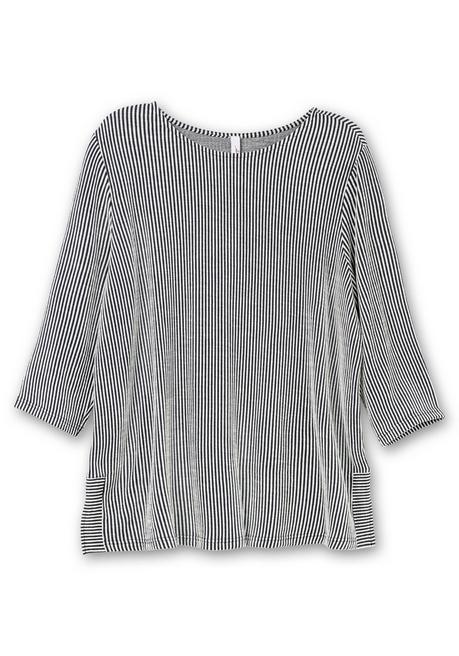 Sheego Gestreiftes Shirt Mit 3/4-Arm - Weiß-nachtblau Sheego