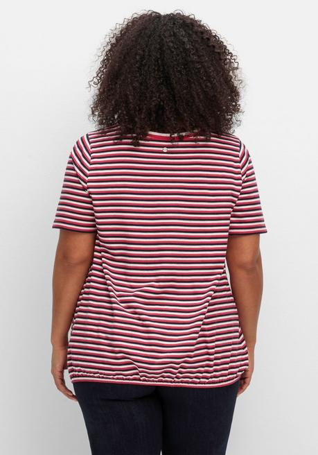 Sheego Gestreiftes Shirt Mit Gummizugbund - Tiefblau Gestreift Sheego