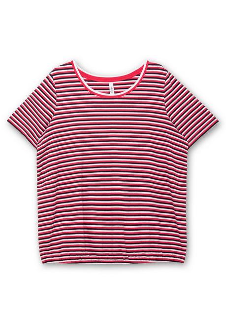 Sheego Gestreiftes Shirt Mit Gummizugbund - Tiefblau Gestreift Sheego