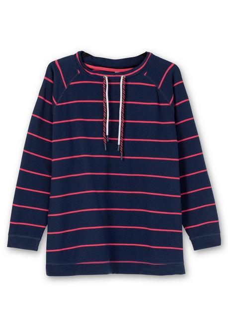 Sheego Gestreiftes Sweatshirt Mit Stehkragen - Nachtblau-orchidee Sheego