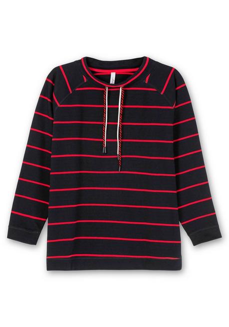 Sheego Gestreiftes Sweatshirt Mit Stehkragen - Schwarz-rot Sheego