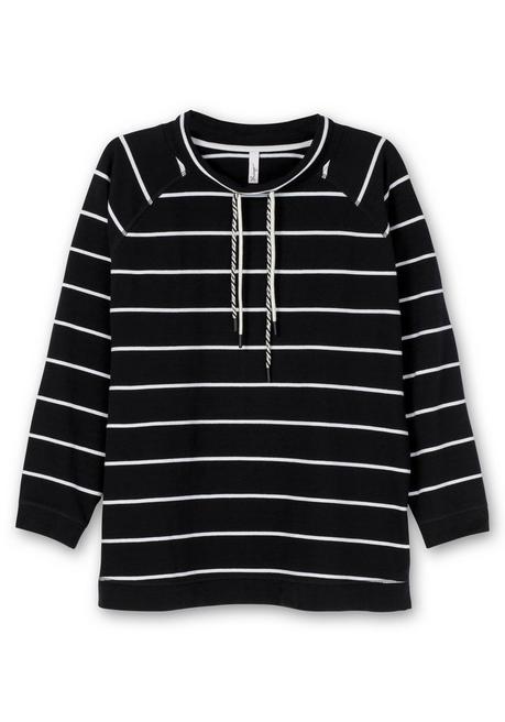 Sheego Gestreiftes Sweatshirt Mit Stehkragen - Schwarz-weiß Sheego