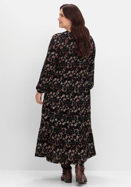 Sheego Gestuftes Maxikleid Mit Alloverprint - Schwarz Bedruckt Sheego
