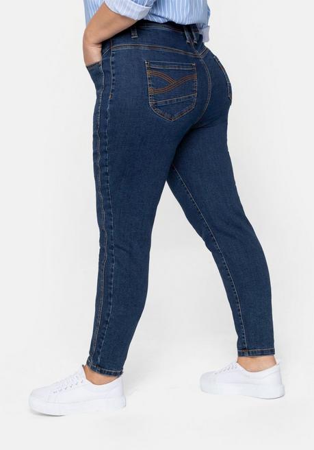 Sheego Girlfriend-Jeans Mit Vorverlegter Seitennaht - Dark Blue Denim Sheego