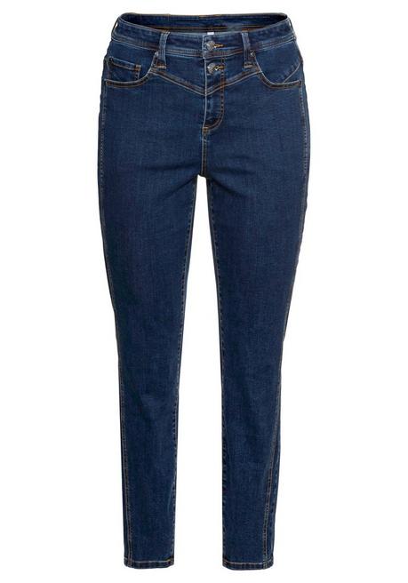 Sheego Girlfriend-Jeans Mit Vorverlegter Seitennaht - Dark Blue Denim Sheego