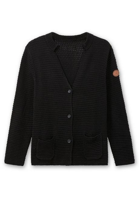 Sheego Grobstrickjacke Mit Stehkragen Und Taschen - Schwarz Sheego