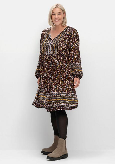 Sheego Hängerchen-Kleid Im Mustermix, In A-Linie - Braun Gemustert Sheego