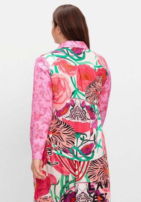 Sheego Loves Miss Goodlife Hemdbluse Im Mustermix, Aus Viskose-Satin - Pink Gemustert Sheego