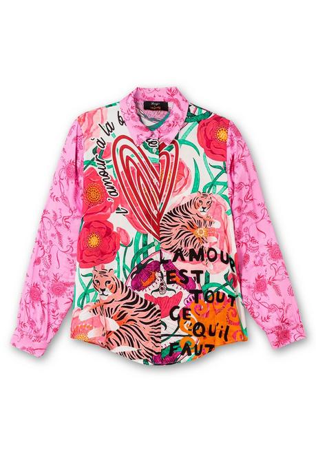 Sheego Loves Miss Goodlife Hemdbluse Im Mustermix, Aus Viskose-Satin - Pink Gemustert Sheego