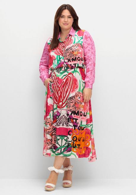 Sheego Loves Miss Goodlife Hemdbluse Im Mustermix, Aus Viskose-Satin - Pink Gemustert Sheego