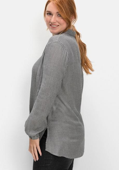 Sheego Hemdbluse Im Pepitamuster, Aus Viskose - Schwarz Gemustert Sheego