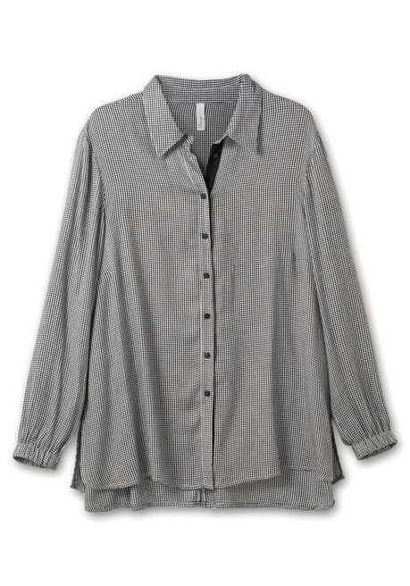 Sheego Hemdbluse Im Pepitamuster, Aus Viskose - Schwarz Gemustert Sheego